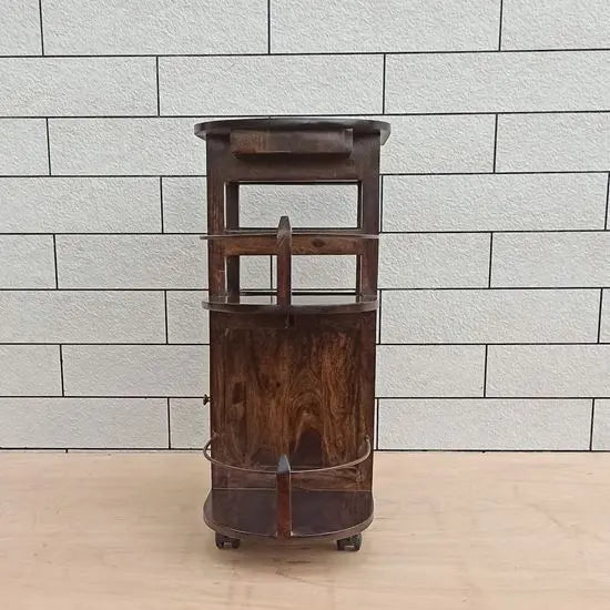 Wooden One Door and One Drawer Logan Bar Cabinet Walnut. 
