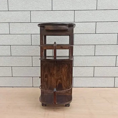 Wooden One Door and One Drawer Logan Bar Cabinet Walnut. 