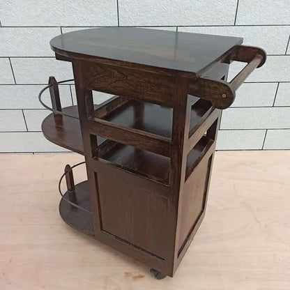 Solid Wood One Door One Drawer Logan Bar Cabinet Walnut. 