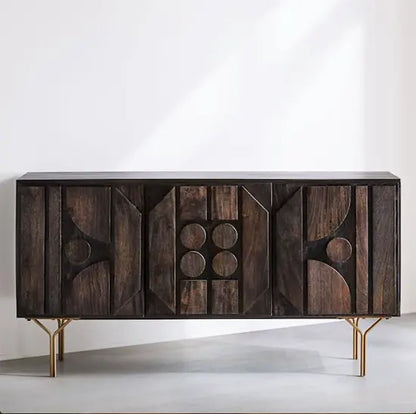 Mango wood Three door and metal legs loria sideboard.