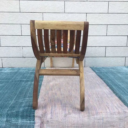 lotus bench two seater in two tone finish with cotton patch fabric made in Solid wood. 