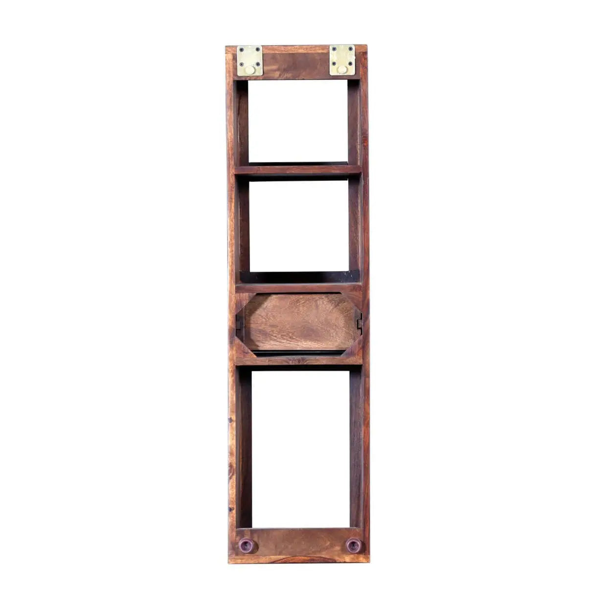 Solid sheesham wood One Drawer three shelf Iyra wall shelf. 