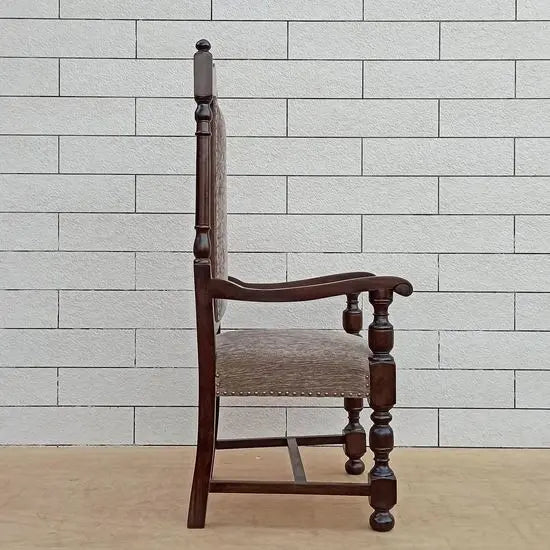Solid sheesham wood high back maharaja chair in walnut finish. 