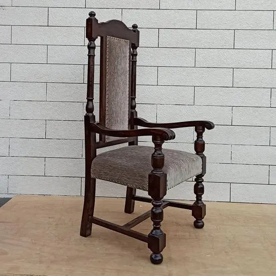 Solid sheesham wood Long back maharaja chair in walnut finish. 