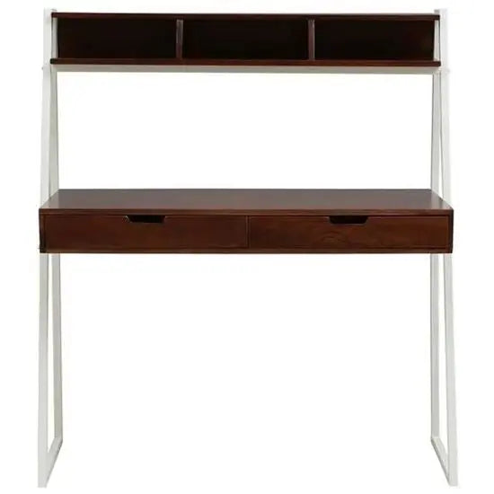 Solid Sheesham Wood and Metal Frame Two Drawer and Top Wooden Frame With Three Partials Open Shelf Major Study Table. 