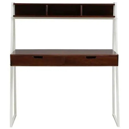 Solid Sheesham Wood and Metal Frame Two Drawer and Top Wooden Frame With Three Partials Open Shelf Major Study Table. 