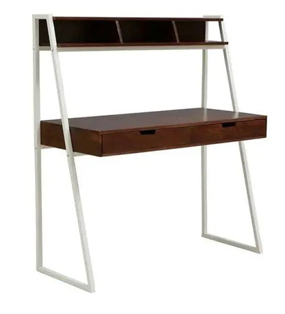 Wooden and Metal Frame Two Drawer and Top Wooden Frame With Three Partials Open Shelf Major Study Table. 