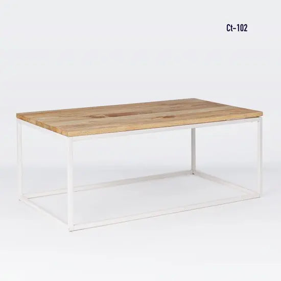 Solid mango wood and metal frame rectangular Mangifera Coffee Table. 