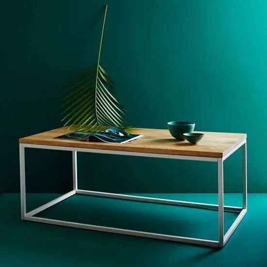 Solid wood and metal frame rectangular Mangifera Coffee Table. 