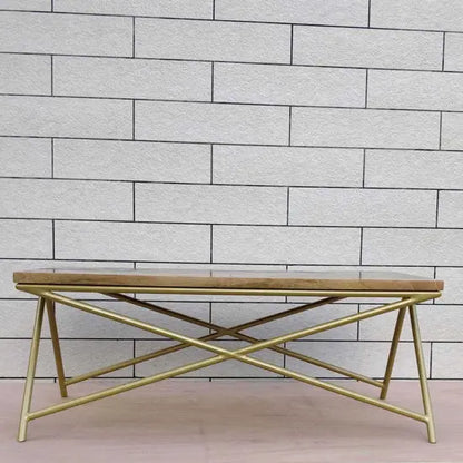 herringbone pattern on the top Marbi epoxy coffee table made in Solid mango wood and Metal base. 