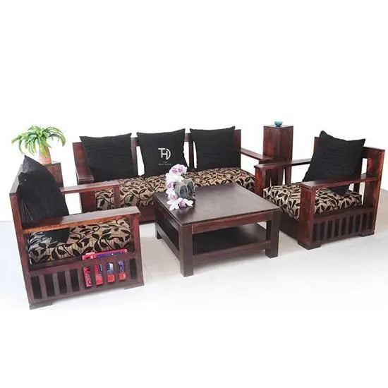 Solid Sheesham Wood Massive Sofa Set in Walnut Finish.