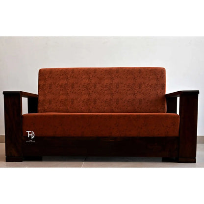 Solid Sheesham Wood Magzine Sofa With Side Magzine Rack Massive Wooden Sofa Set.