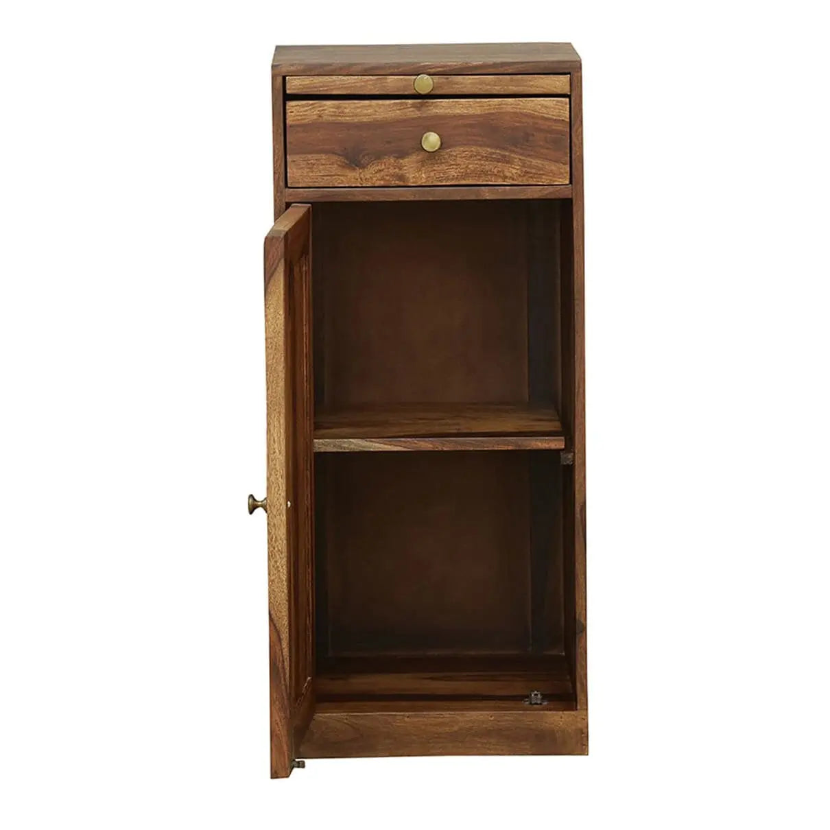 Wooden one door and one drawer meeg bar cabinet natural. 
