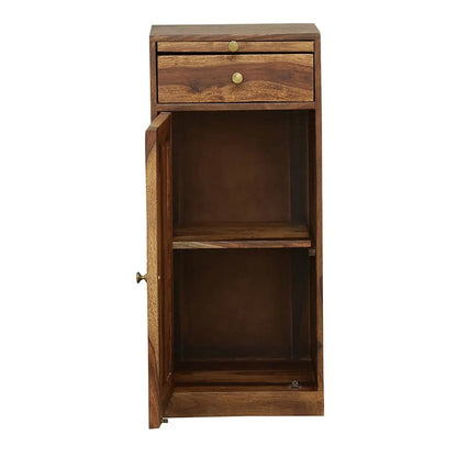 Wooden one door and one drawer meeg bar cabinet natural. 