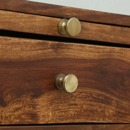 Solid sheesham wood one door and one drawer meeg bar cabinet natural. 