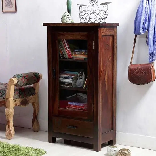 One Door One Drawer Megan Mini Almira Made in Solid Sheesham Wood. 