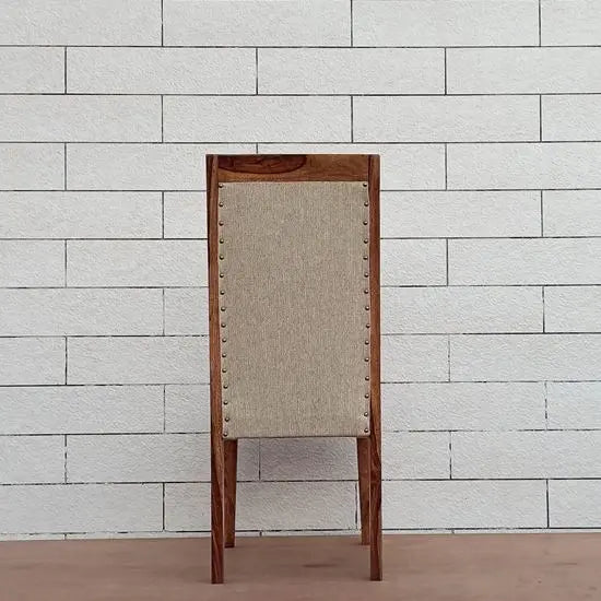 Wooden and Full upholstered Mira Dining Chair in Natural Finish with Jute Fabric. 