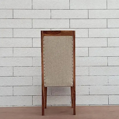 Wooden and Full upholstered Mira Dining Chair in Natural Finish with Jute Fabric. 