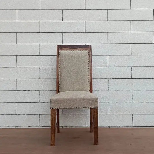 Solid Sheesham Wood and Full upholstered Mira Dining Chair in Natural Finish with Jute Fabric. 