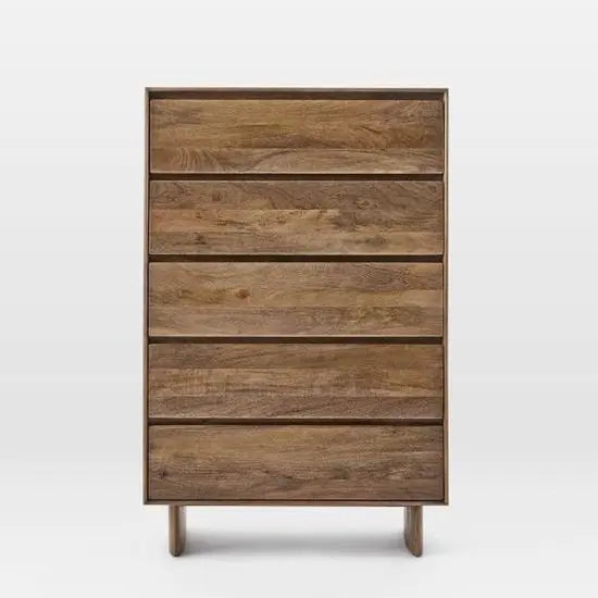 Wooden Five Drawer Modern 5D Dresser. 