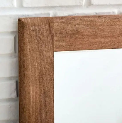 Closeup view of wooden mirror frame
