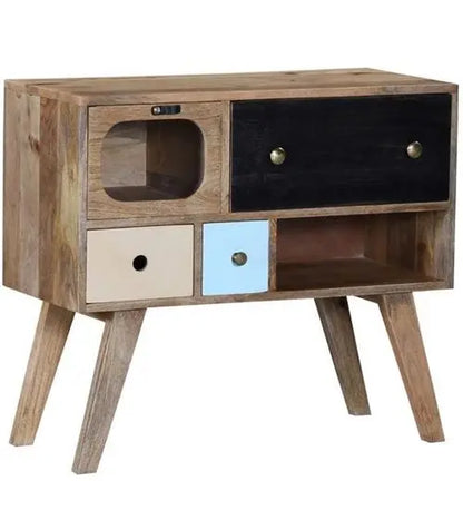 Four Drawer and One Shelf Morila Sidebaord made in Solid Mango wood with colourful paints.