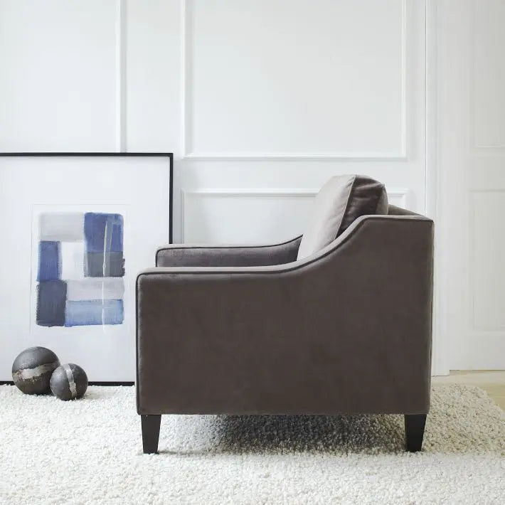 One Seater Blue Armrest neon Sofa made in Solid Sheesham Wood, Foam and Fabric.  