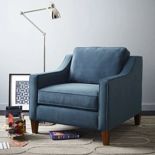 Solid Wood One Seater Blue Armrest neon Sofa.  