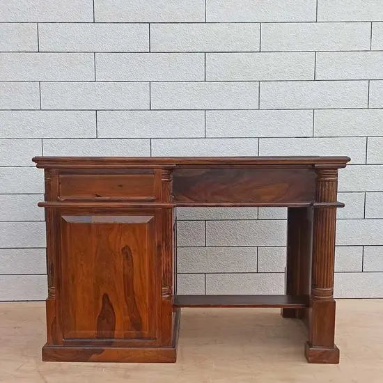 One Door Two Drawer Neural Vibro Study Table made in Solid Sheesham Wood Top With Regzine Work. 