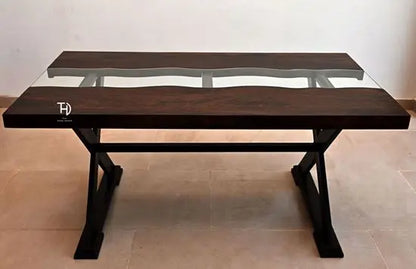 Wooden River Glass Design Nile Dining Table in Walnut finish.