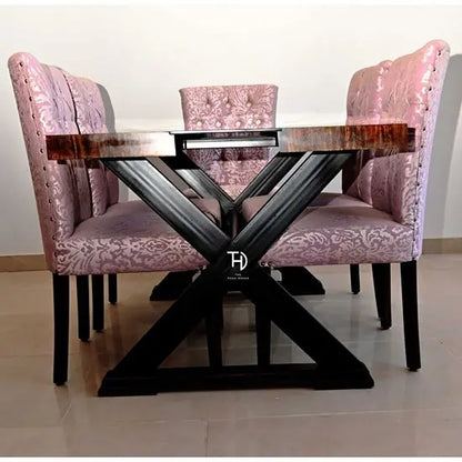 Solid Wood River Glass Design Nile Dining Table in Walnut finish.