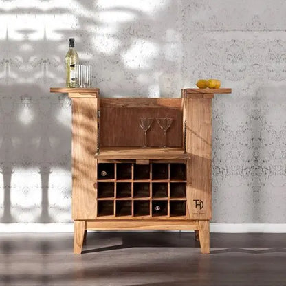 Solid Wood One Flap Door and One Drawer Nisha Bar Cabinet. 