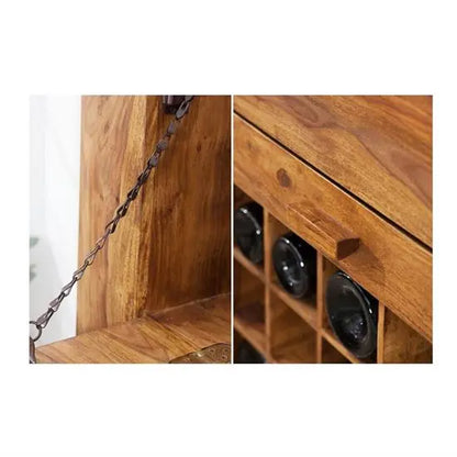 Wooden One Flap Door and One Drawer Nisha Bar Cabinet Honey. 