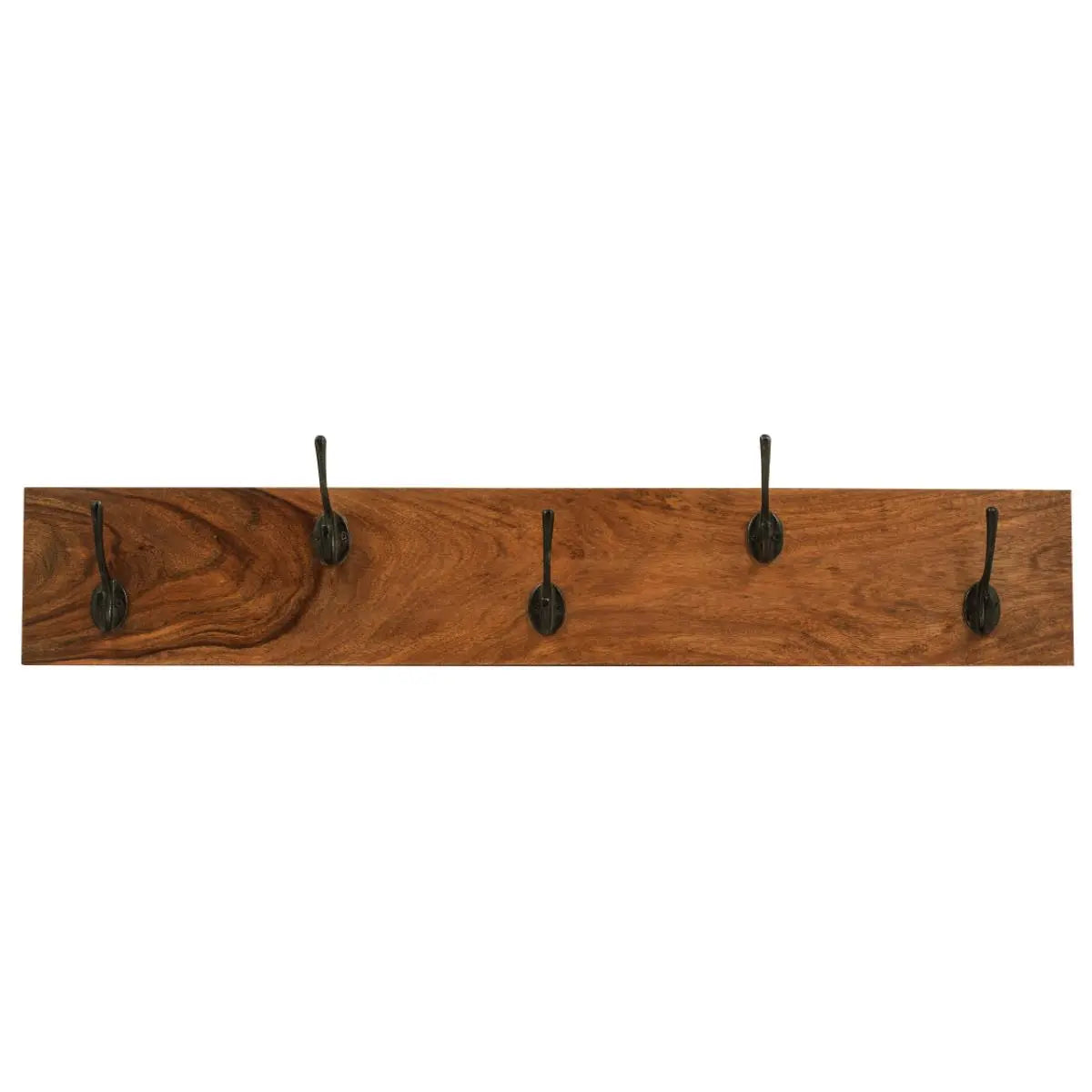 Wooden wall hook rack with five hooks. 