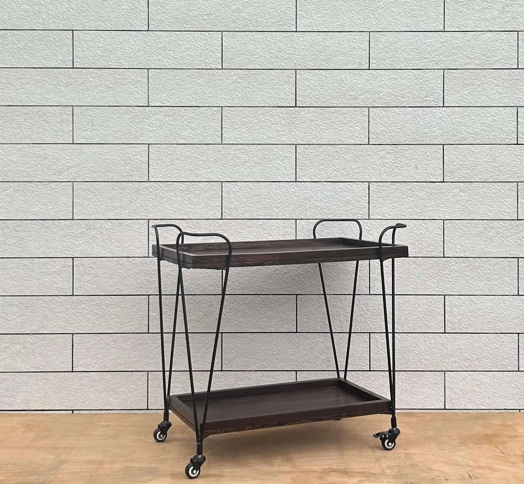 Solid Sheesham Wood and Metal Frame Oli Serving Trolley. 