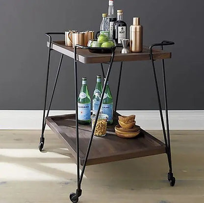 Oli Serving Trolley Made in Solid Sheesham Wood and Metal Frames With Wheels. 