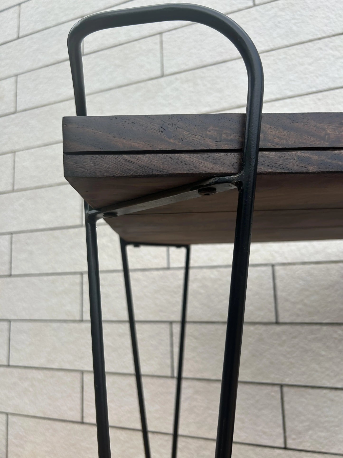 Solid Sheesham Wood and Metal Frame Oli Serving Trolley. 