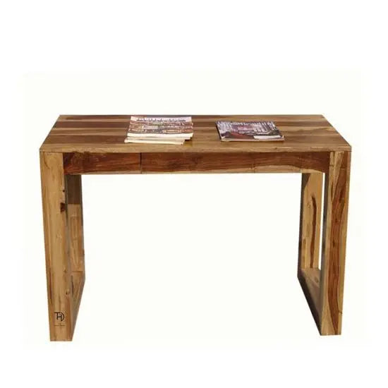 One Drawer Oneder Dune Desk Made in Solid Sheesham Wood. 