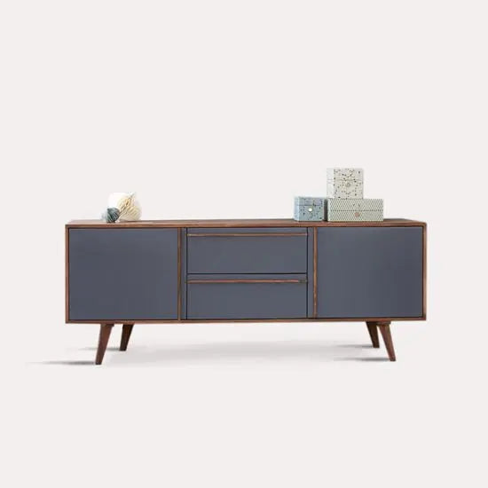 Solid Wood Two Door and Two Drawer Pantone Sideboard with Door and Drawer Grey paints. 