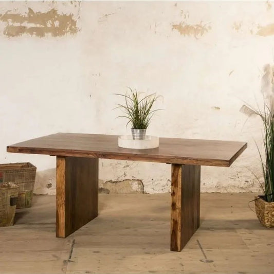 Solid sheesham wood rectangle shape parler dining table.