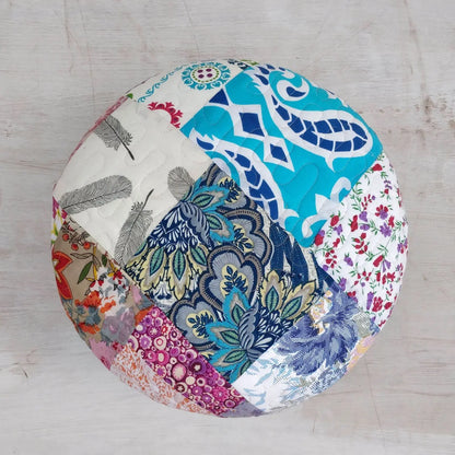 Round Patchwork Pidda made in Solid sheesham wood.