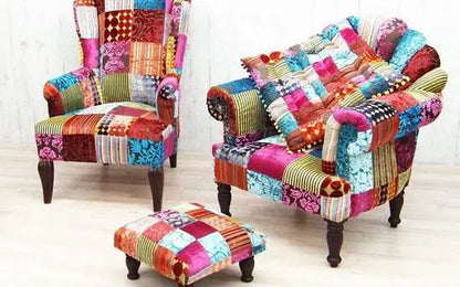 Brasso velvet patcwork sofa.