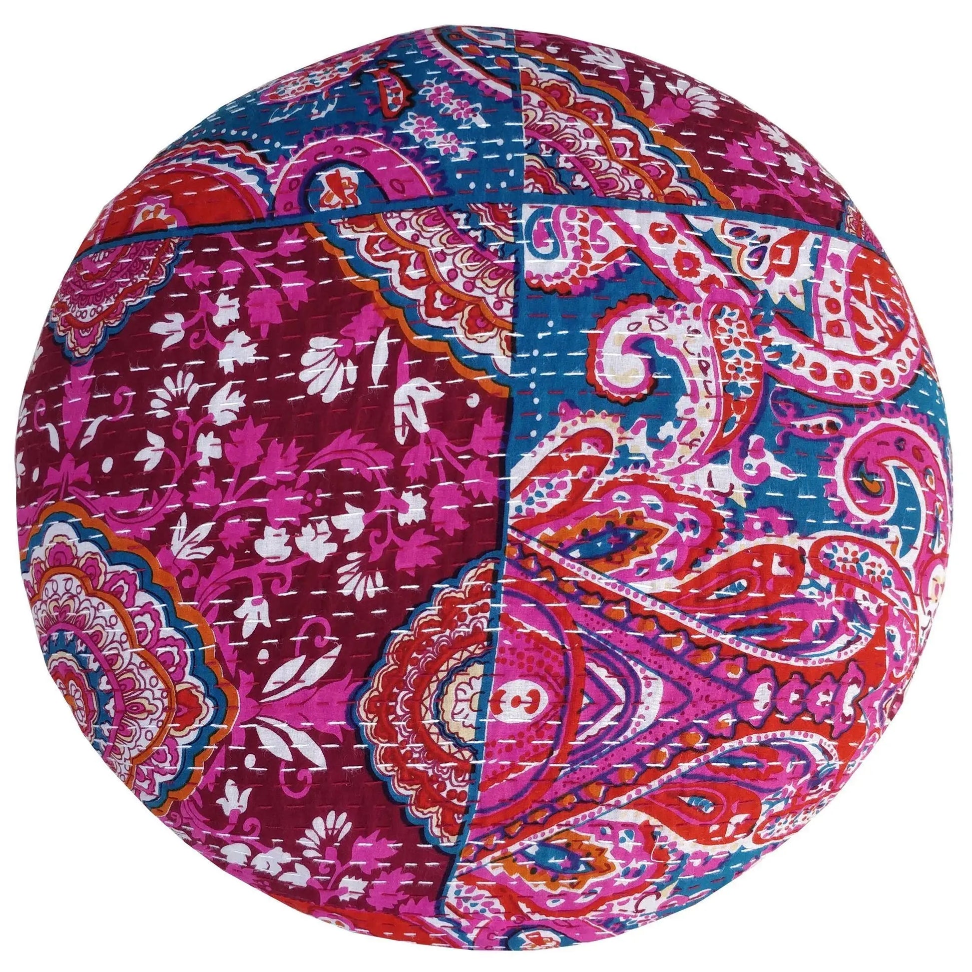 Round Shaped Carving Legs Red Pejali Chowki.