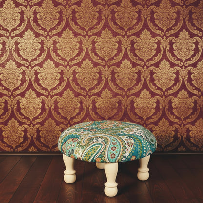 Hand printed fabric stool.