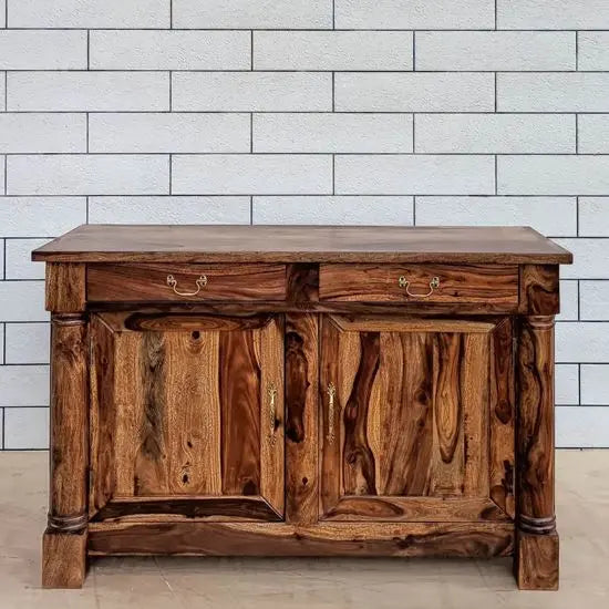 Solid Sheesham Wood Two Door and Two Drawer Piller Buffet. 