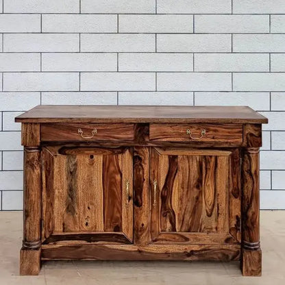 Solid Sheesham Wood Two Door and Two Drawer Piller Buffet. 