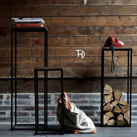 Solid Mango Wood and Metal Stand Polo Stools set 3 Pcs.