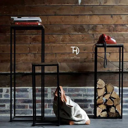 Solid Mango Wood and Metal Stand Polo Stools set 3 Pcs.