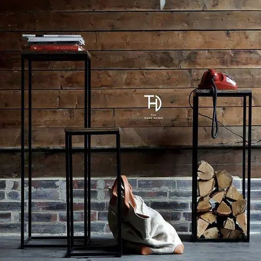 Solid Mango Wood and Metal Stand Polo Stools set 3 Pcs.