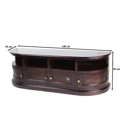 Four Door and Four Open Shelf radhe krishan tv cabinet made in mango wood.  